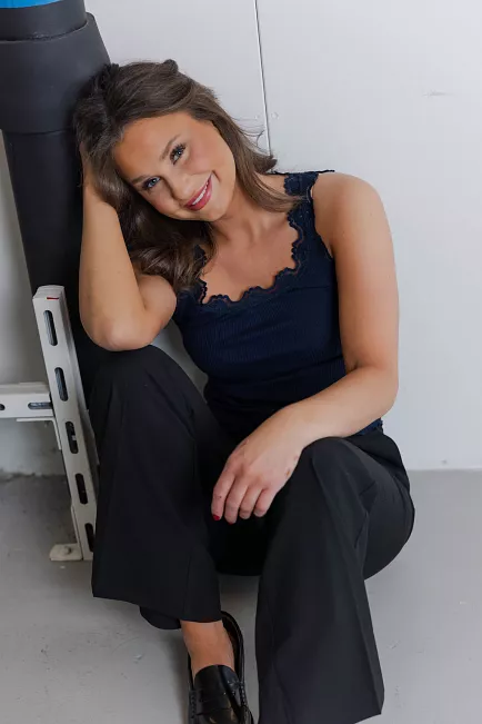 Rosemunde Babette Silk Top w/Lace Navy singlet