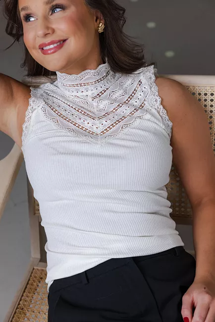 Rosemunde Benita Silk Top Turtleneck New White topp
