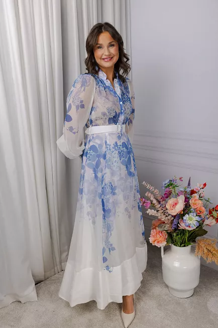 byTiMo Organza Belt Dress Skylight maxikjole 2
