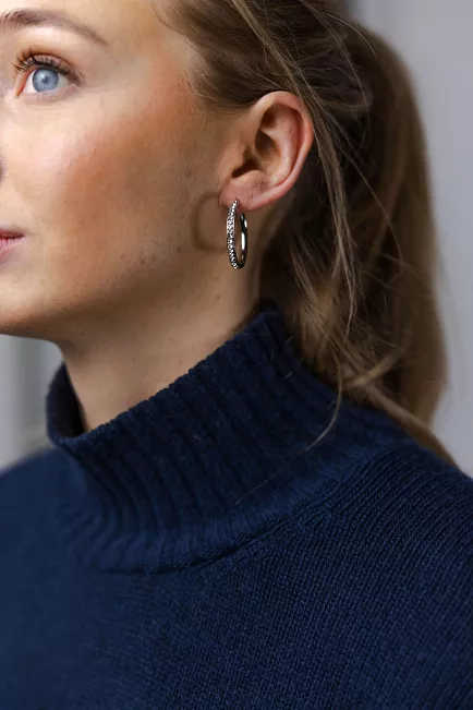 HiiL Studio Jewelry Sparkling Hoops Silver 30mm øreringer