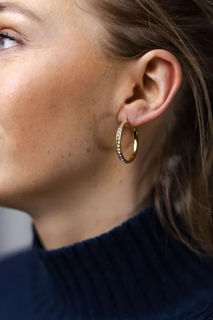 HiiL Studio Jewelry Sparkling Hoops Gold 30mm øreringer