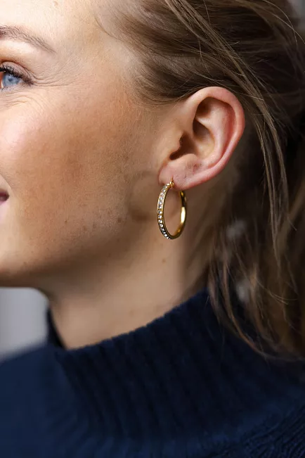HiiL Studio Jewelry Sparkling Hoops Gold 30mm øreringer 2