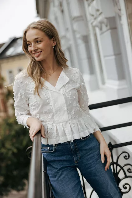 Munthe Fridoline Blouse Ivory blondebluse 
