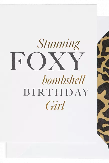 Cardsome Stunning Foxy Bombshell Birthday Girl White A6 kort