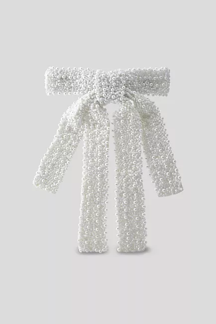 twist&tango beaded bow offwhite hårpynt