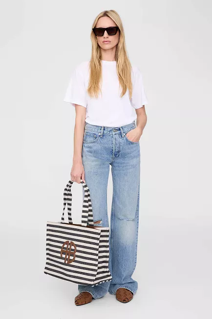 Anine Bing Lara Tote Black And Stripe veske 2