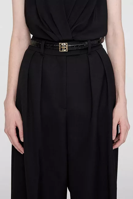 Anine Bing Monogram Belt Black Embossed belte