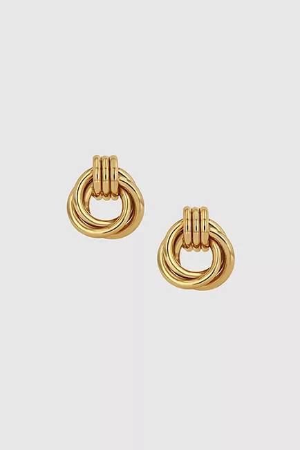 Anine Bing Triple Knot Earrings Gold øredobber 2