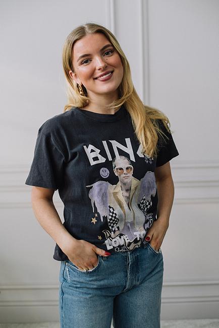Anine Bing Lili Tee ABXTO Elton John Washed Black T-skjorte