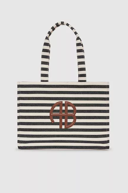 Anine Bing Lara Tote Black And Stripe veske 