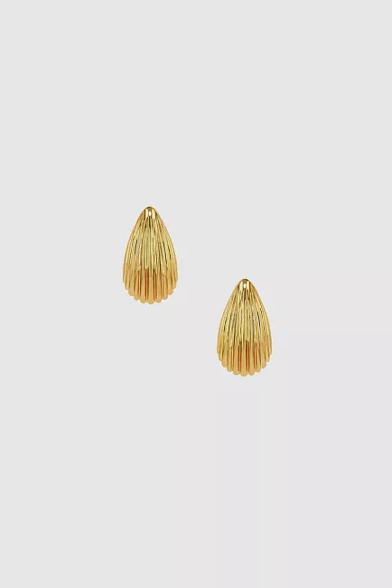 Anine Bing Small Ribbed Drop Earrings Gold øredobber