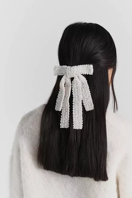 twist&tango beaded bow offwhite hårpynt