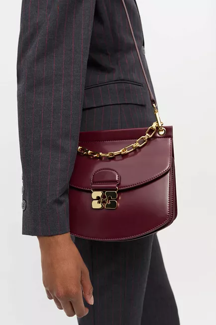 GANNI Apo-G Bag Small Box Chain Tawny Port veske 2