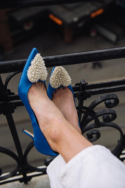 Custommade Aljo Pearl Heart Sandals 435 Royal Blue sko 