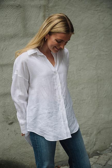 Arnie Says Allen Linen Solid Shirt White linskjorte skjorte