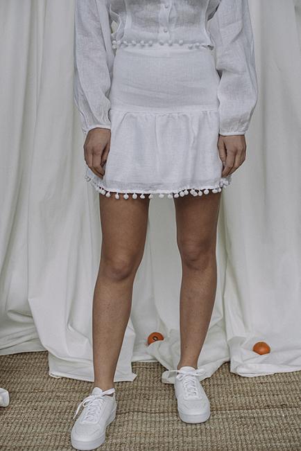 Ella&il Andy Linen Skirt white