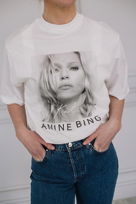 Anine Bing Avi Tee Kate Moss White t-skjorte 2