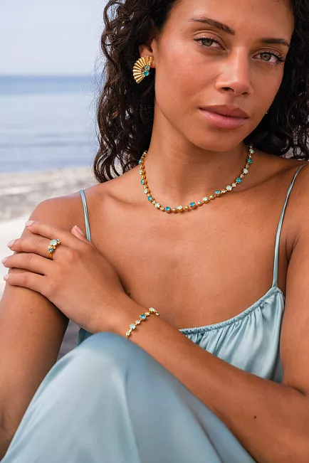 Caroline Svedbom Calanthe Necklace Gold Laguna Combo smykke 