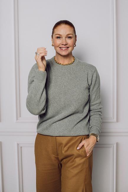 The Product Cashmere Sweater Grey Melange genser 2