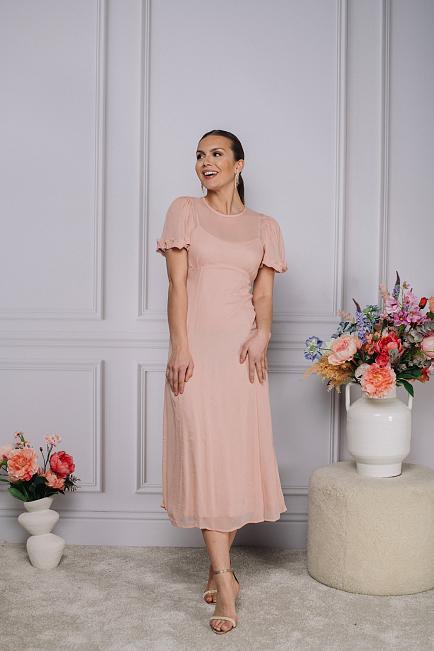 byTiMo Chiffon Midi Dress Light Pink 1 kjole