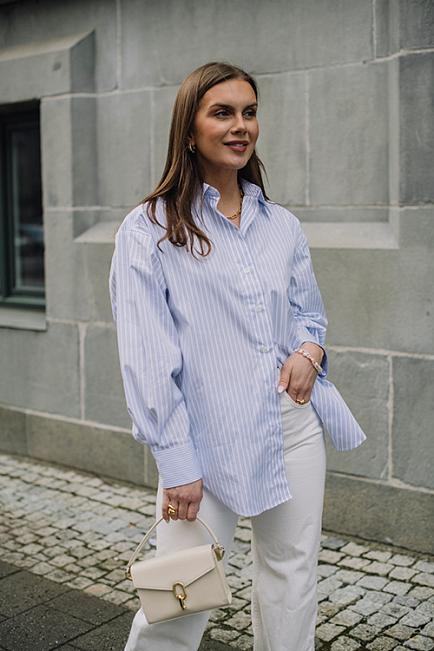 Dagmar Classic Cotton Shirt Blue Stripe skjorte