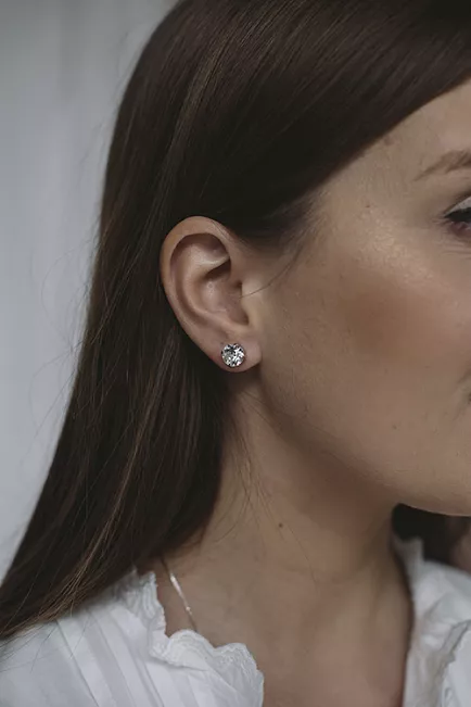 Caroline Svedbom Classic Stud Earring Silver Rhodium/Crystal øredobber