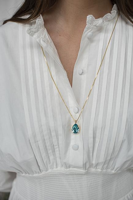 Caroline Svedbom Classic Drop Necklace Gold Light Turquoise smykke