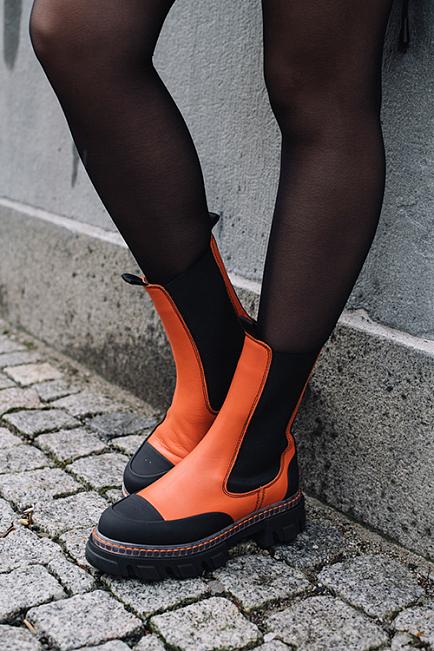 GANNI Cleated Mid Chelsea Boot Transparent Orangeade støvletter sko