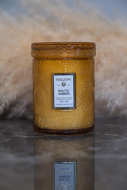 Voluspa small glass jar w lid baltic amber duftlys