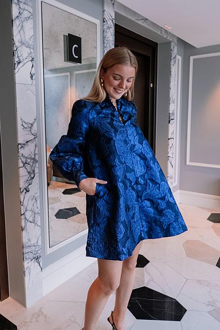 Hiil Studio Flora Jacquard Dress Blue Kjole
