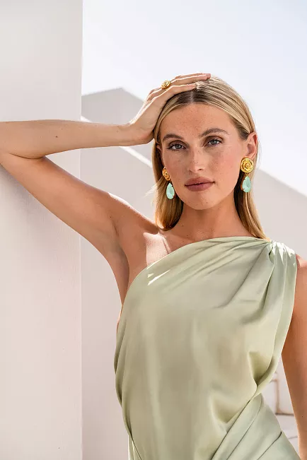 Caroline Svedbom Rosita Drop Earrings Gold Soft Mint øredobber