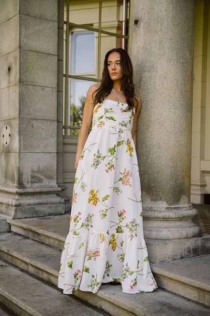 byTimo Linen Strap Dress Botanical kjole 