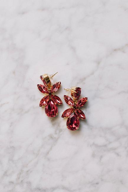 Dione Earrings Gold Mulberry Red