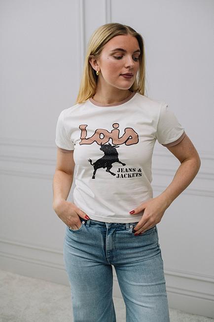 Lois Emma Vibrant Legend T-Shirt Off White t-skjorte 