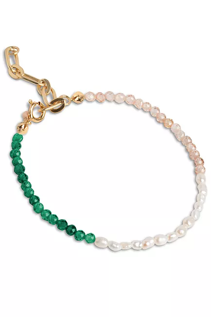 Enamel Copenhagen Gabriella Bracelet Green, Peach And Pearl armbånd