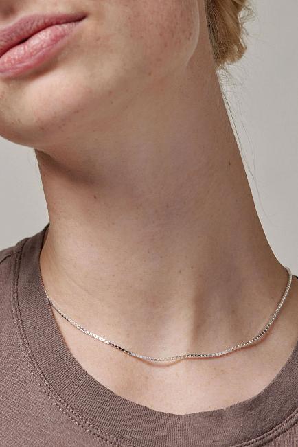 Enamel Copenhagen Box Chain Necklace Silver smykke
