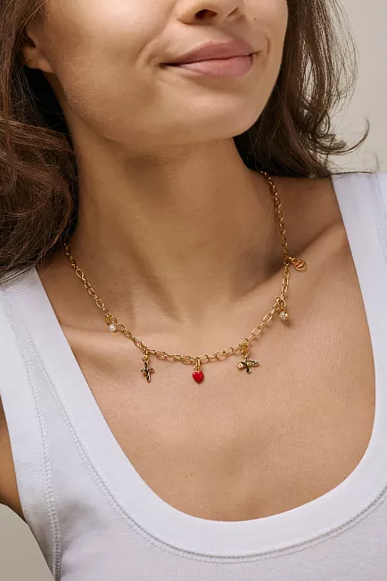 Enamel Copenhagen Medium Charm Necklace Gold smykke 2