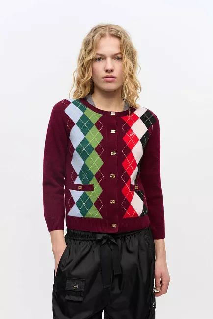 GANNI Cashmere Wool Mix Cardigan Tawny Port cardigan