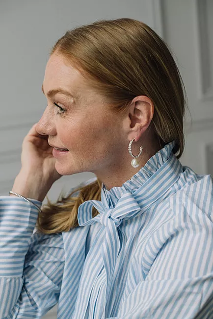 Caroline Svedbom Kaia Pearl Earrings Rhodium Pearl/Crystal øredobber 1