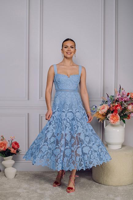 Lace Midi Dress Blue 2