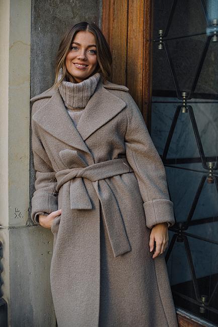 The Product by Vanessa Rudjord Wool Coat Long Taupe ullkåpe