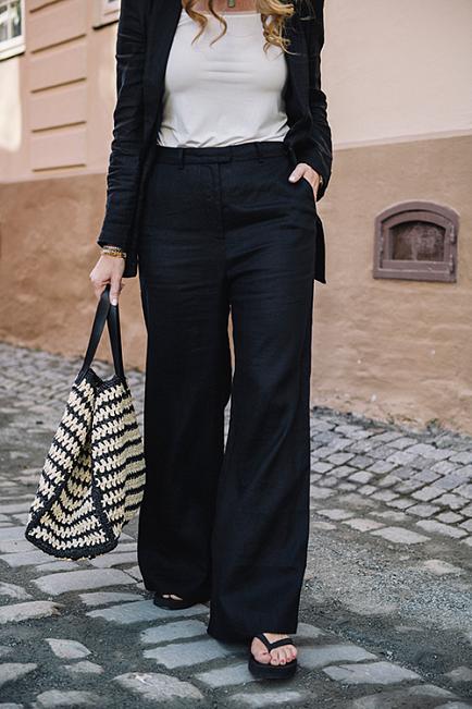 HiiL Studio Longo Linen Trouser Black bukse 