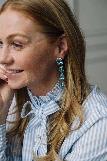 Caroline Svedbom x HiiL Studio Lydia Long Earrings Gold Light Turquoise øredobber