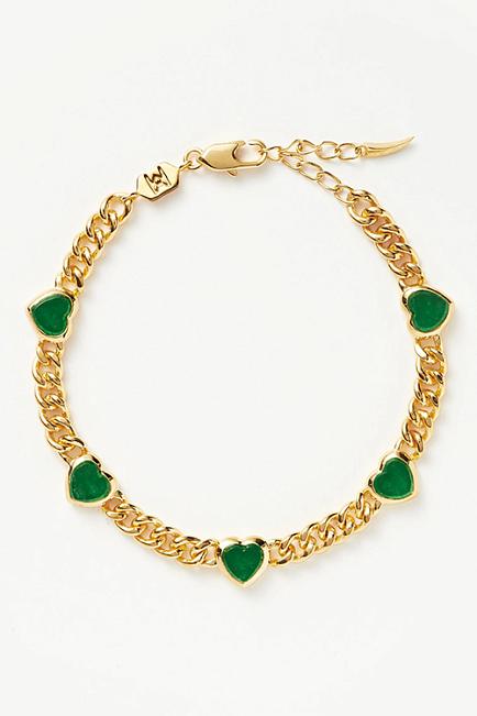 Missoma Green Quartz Heart Bracelet Gold armbånd 1
