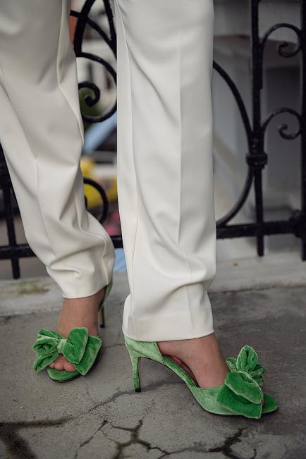 Custommade Marita Velvet Sandal Kelly Green sandaler