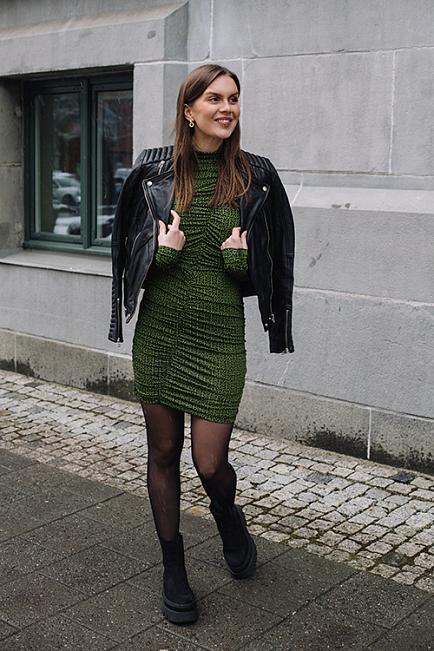 Gestuz Milia Dress Green/Black Logo kjole
