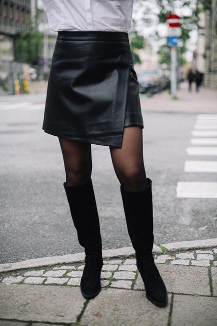 Natalie Leather Skirt Black