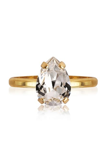 Caroline Svedbom Petite Drop Ring Gold Crystal ring