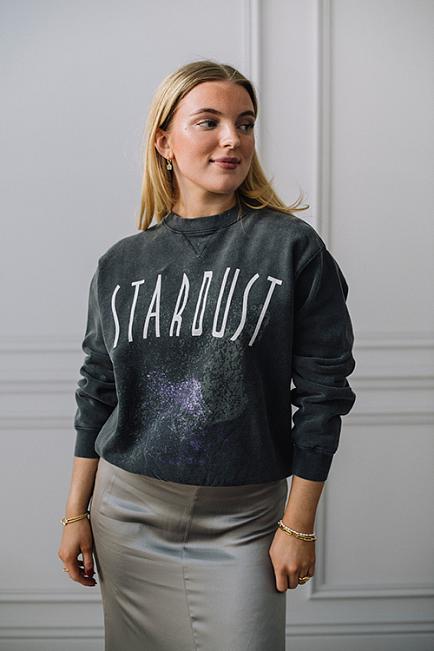 Anine Bing Ramona Sweatshirt Stardust Washed Black College Genser