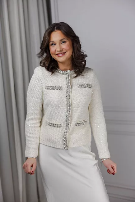 Self Portrait Knit Cardigan Cream jakke